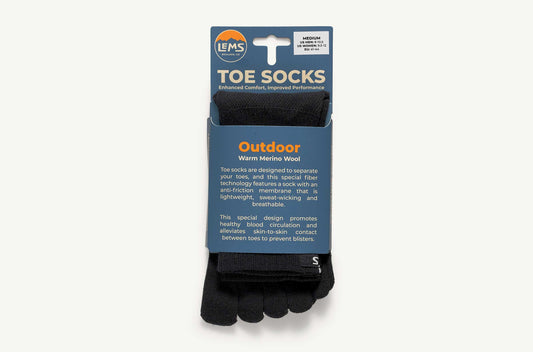 Lems Outdoor Crew Toesock - Black (Merino Wool)