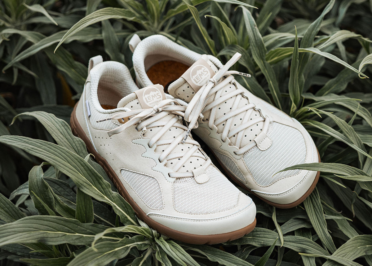 Primal Eco vegan shoe resting in plant