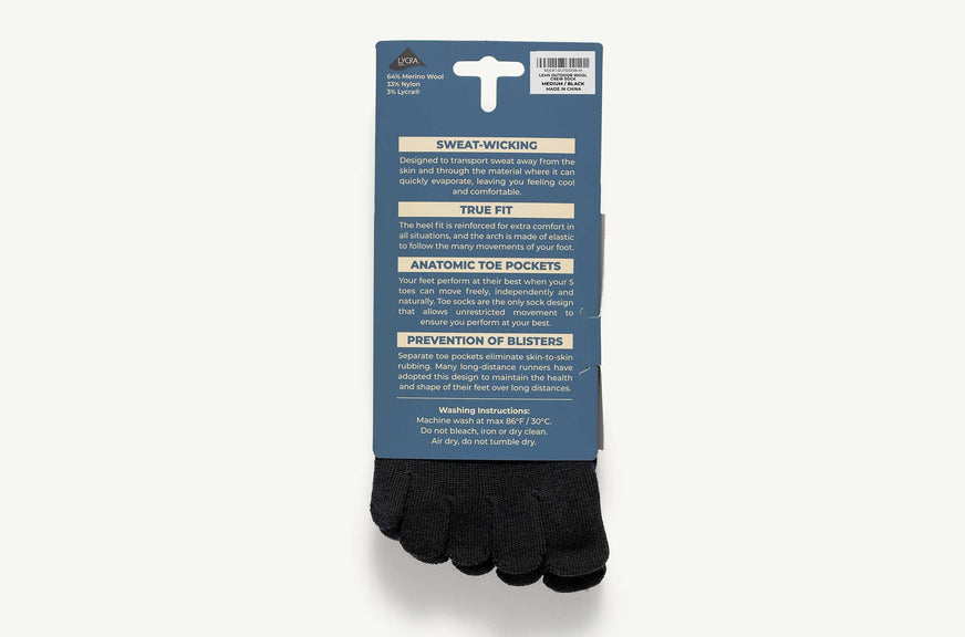 Lems Outdoor Crew Toesock - Black (Merino Wool)