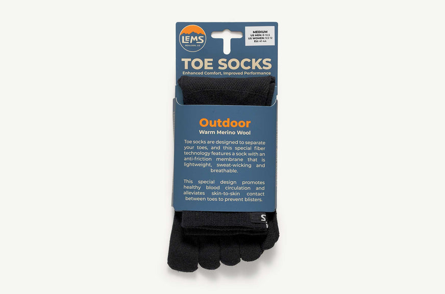 Lems Outdoor Crew Toesock - Black (Merino Wool)