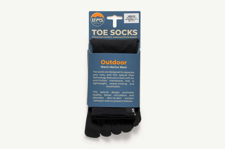 Lems Outdoor Crew Toesock - Black (Merino Wool)