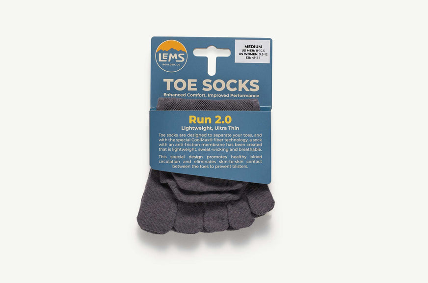 Lems Run No-Show Toesock - Dark Gray